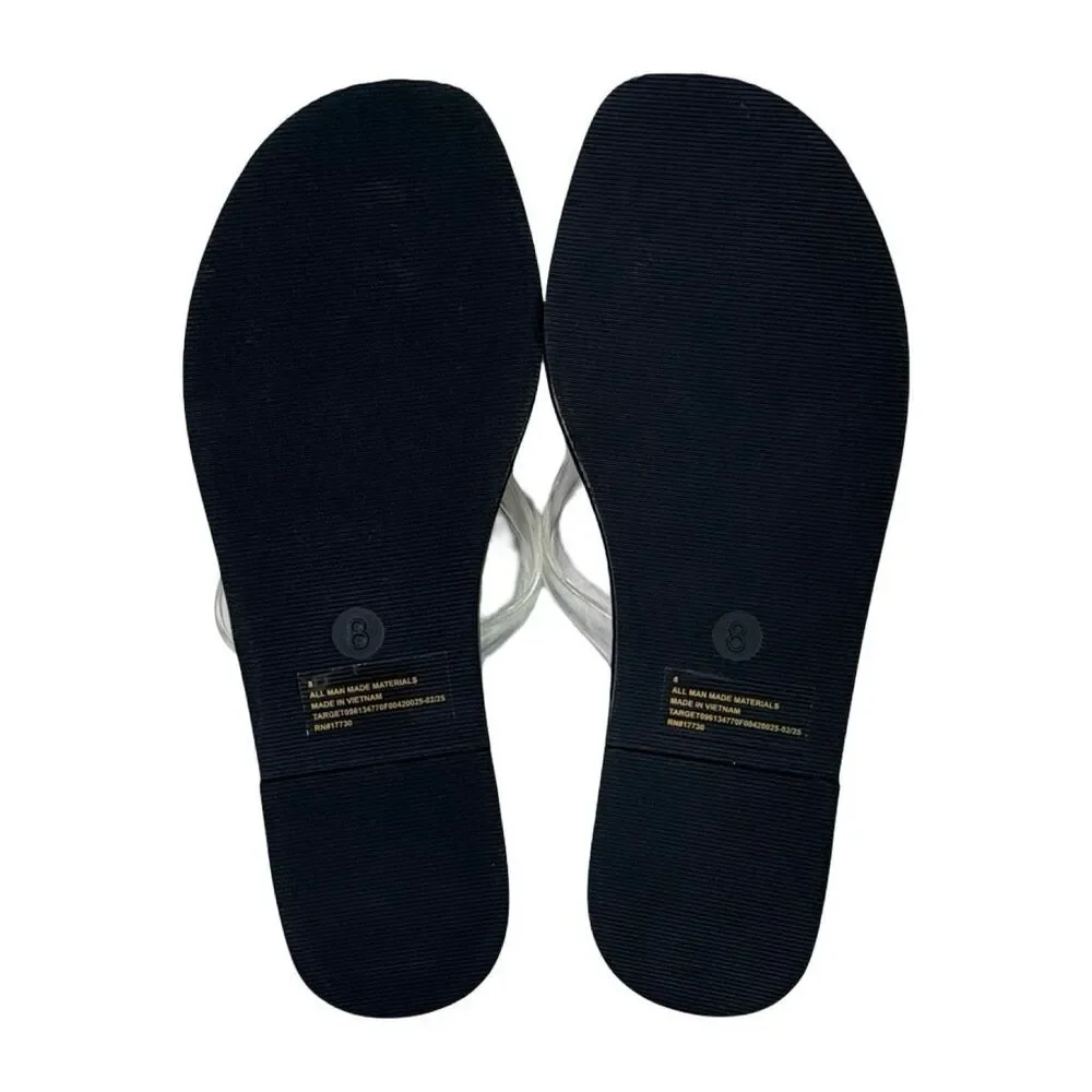 Universal Thread Keilani Flip Flop Thong Sandals - Size 8 - Black / Clear